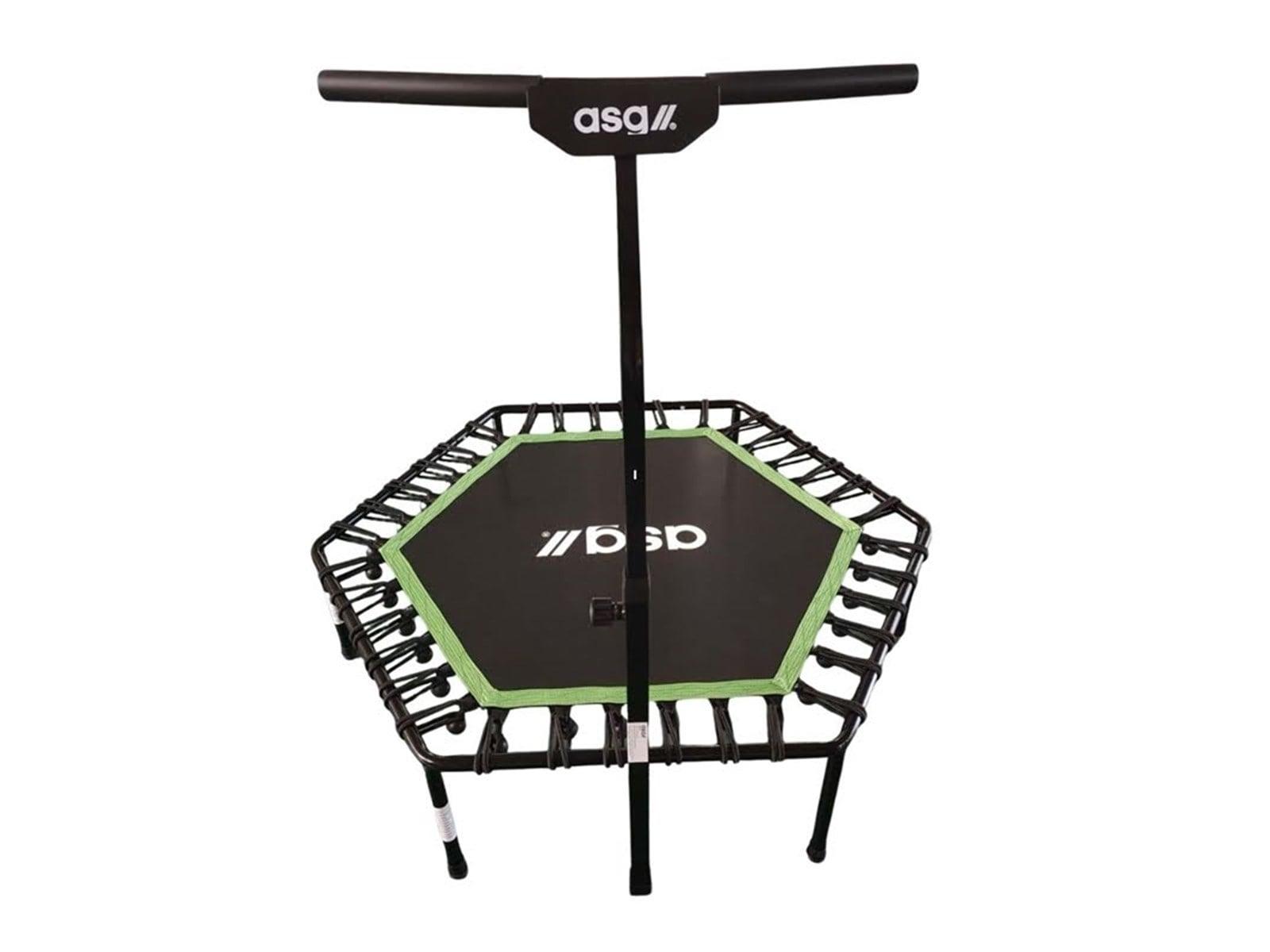 ASG Fitness Trampoline med justerbart håndtak – rebounder med fjæroppheng og høydejusterbar stang