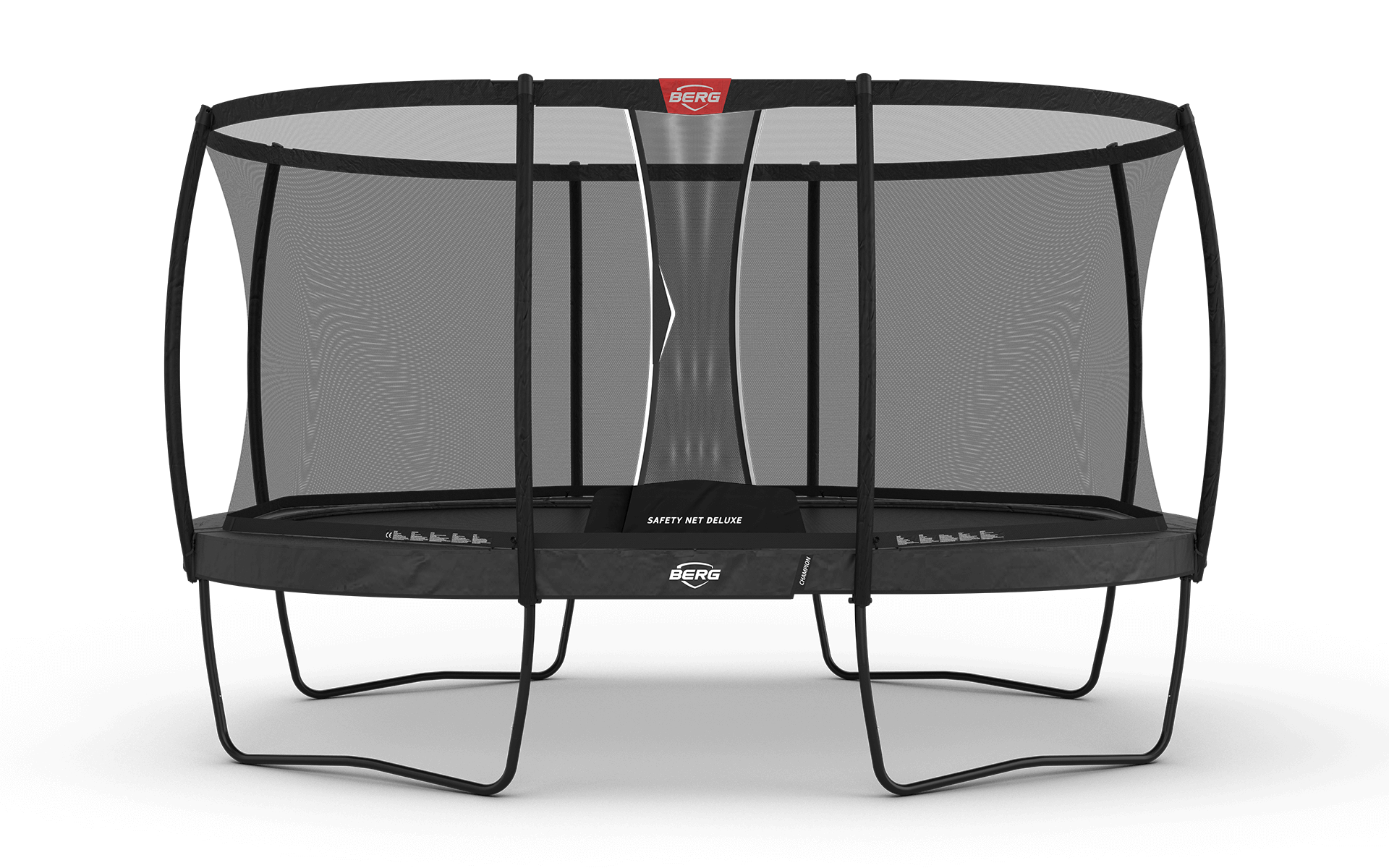 BERG Grand Champion Regular 470 Grey med Safety Net Deluxe – oval premiumtrampoline 470x310 cm
