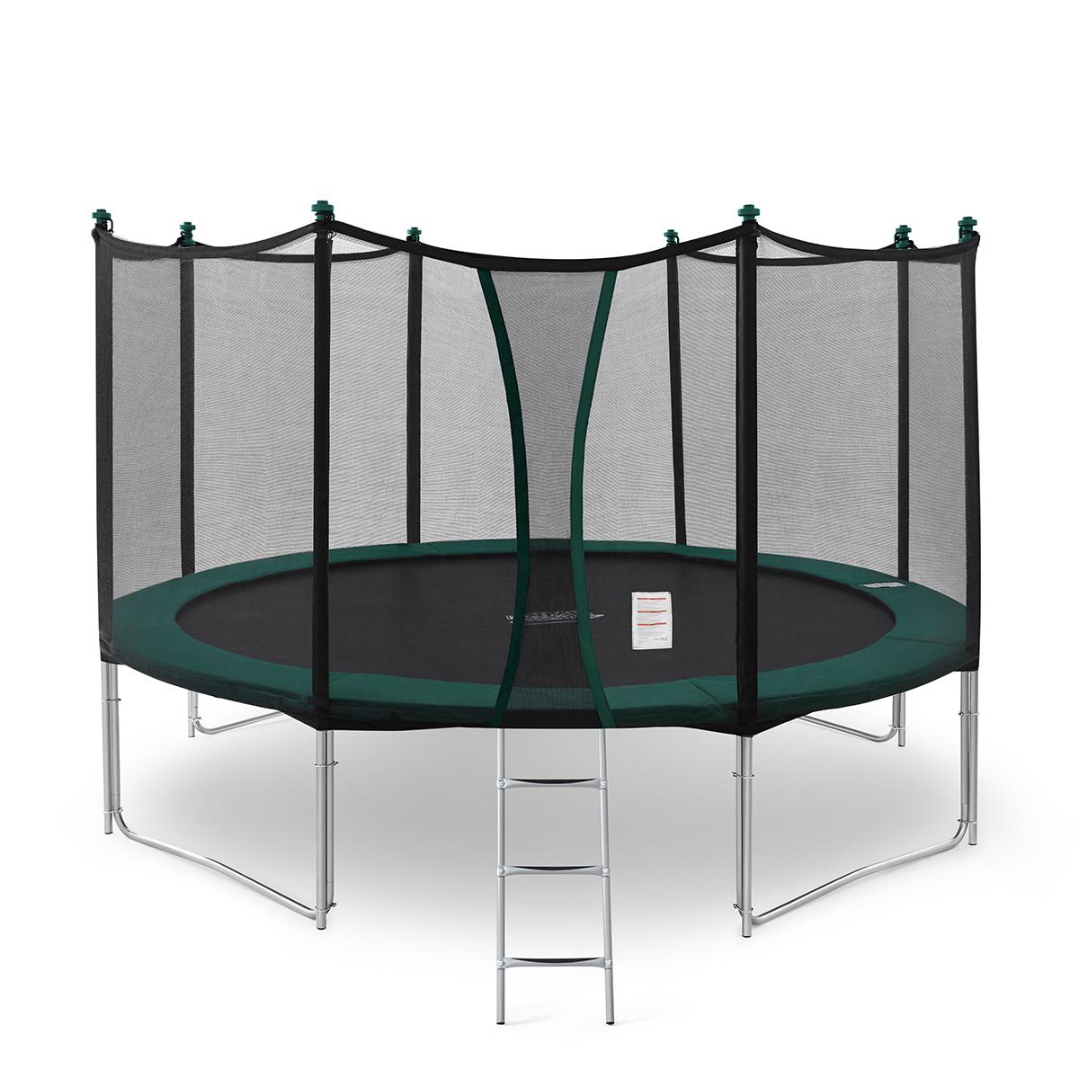 Jumpmaster Flexi 3,65 m rund hagetrampoline med grønt sikkerhetsnett