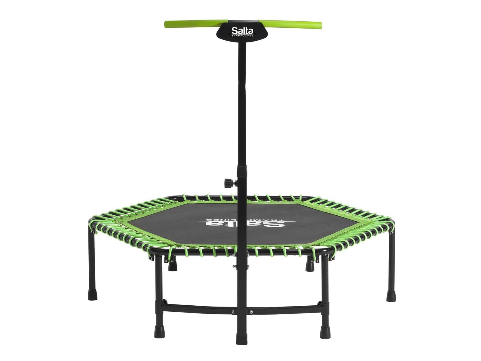Salta Fitness Trampoline Green – grønn rebounder med bungee-oppheng og stabiliseringsstang