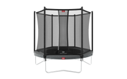 BERG Favorit Regular 200 Grey med sikkerhetsnett Comfort – rund hagetrampoline i grå farge