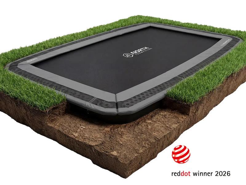 North In Ground nedgravd trampoline med ventilert kantbeskyttelse