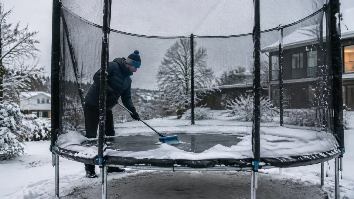 Trampoline om vinteren – snø, vind og riktig lagring